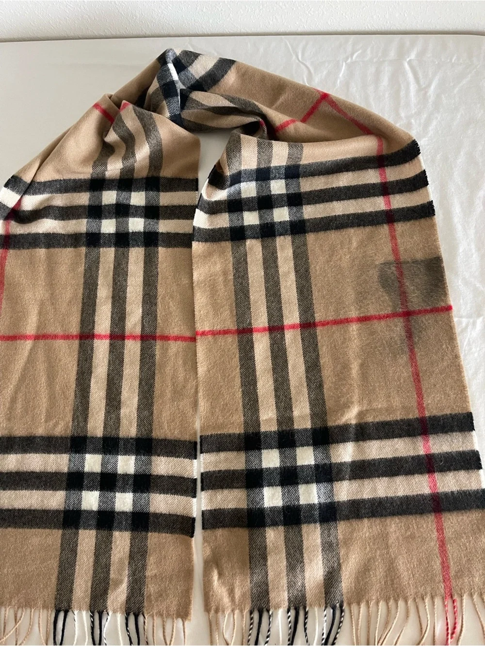 BURBERRY London CHECK CASHMERE 100% SCARF ARCHIVE BEIGE Size 168 X30 CM $470 NWI